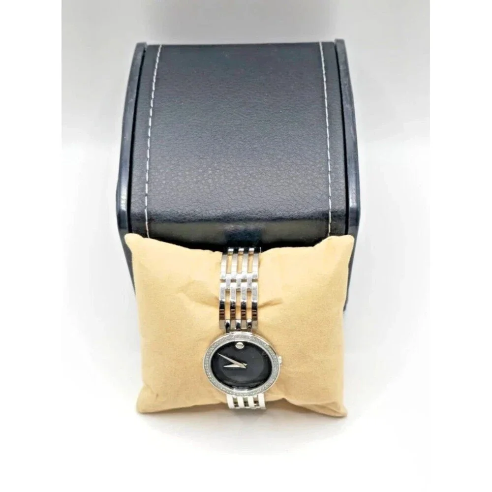 Movado Esperanza Black Dial Womens Watch 607052 Stainless Steel Swiss Quartz
